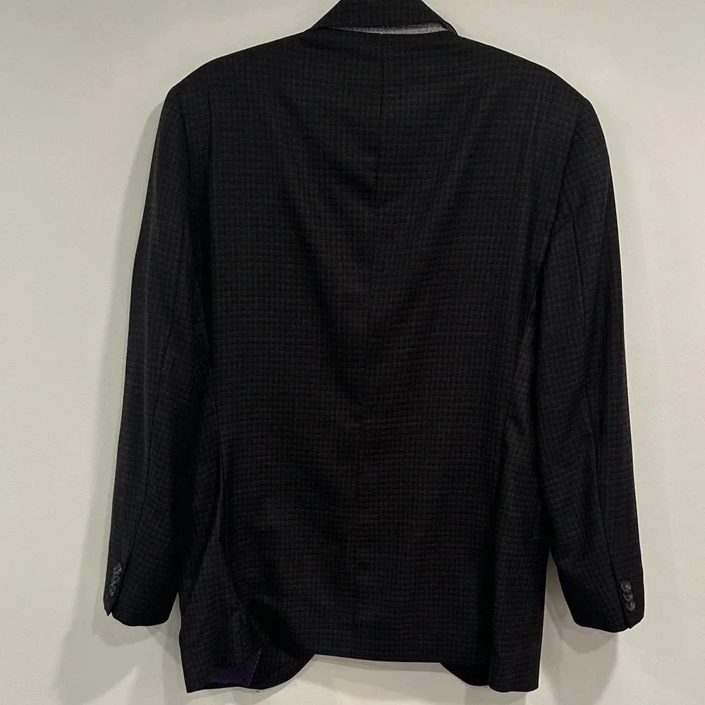 Elegant Black Checkered Men's Blazer